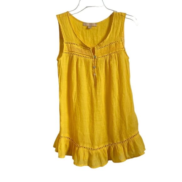 Hope & Harlow Tops - Hope & Harlow Womens Bright Yellow Sleeveless Top With Ruffled Hem Size S